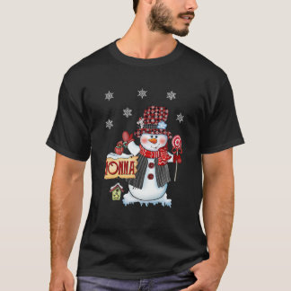 T-shirt Nonna Snowman Sucre de canne de Noël Red Plaid Pèr
