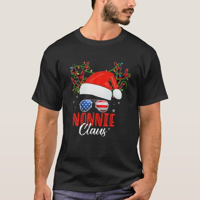 T-shirt Nonnie Claus Reindeer Père Noël Messy Bun Christma (Devant)