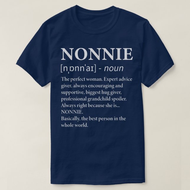 T-shirt Nonnie Définition Grandma Funny Grand-mère  (Design devant)