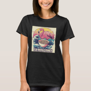 T-shirt Noodles japonais Sunset Wave Art Flamant rose de l