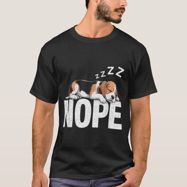 T-shirt Nope Lazy Beagle  (Devant)
