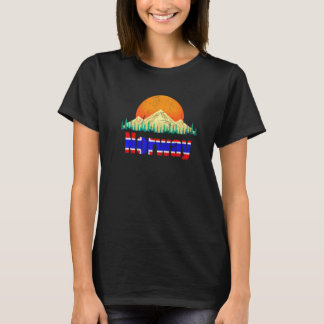 T-shirt Nordic Country Norwegian Flag Mountains Sunset Nor
