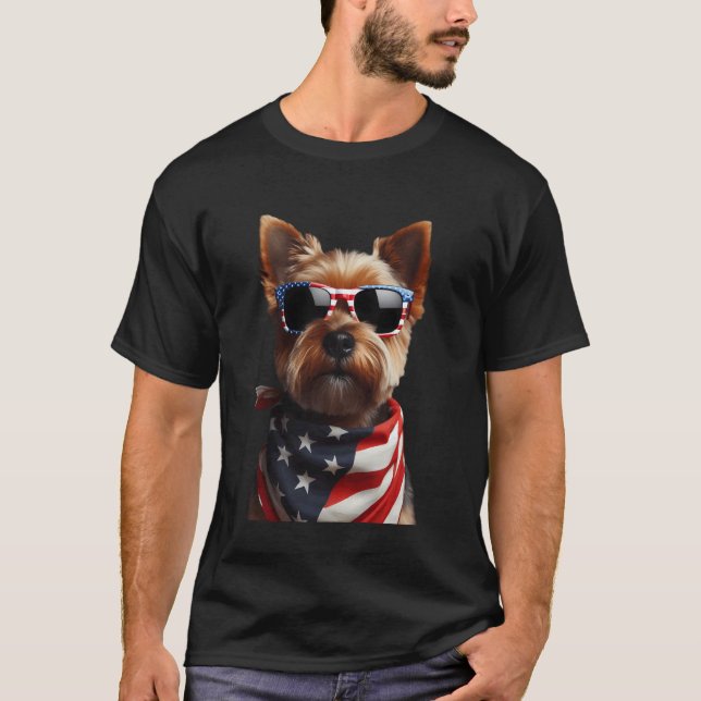 T-shirt Norfolk Terrier Chien 4 Juillet Indépendance Améri (Devant)