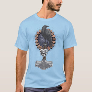 T-shirt Norse Viking Raven Hammer