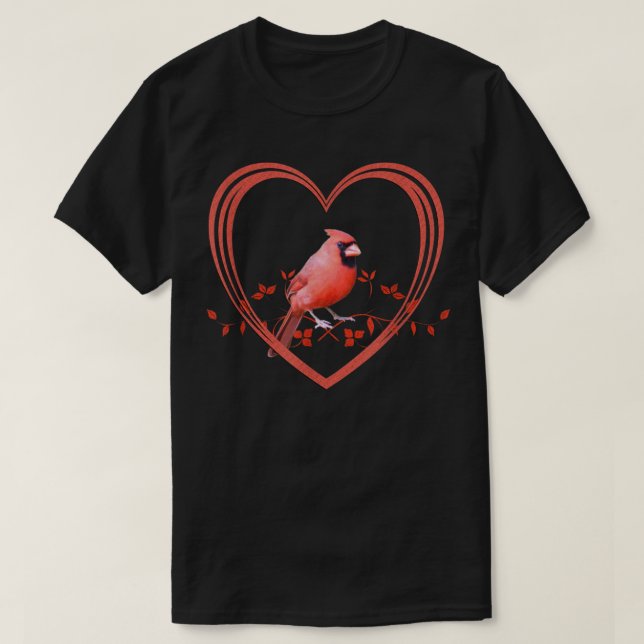 T-shirt Northern Cardinal Bird in Heart (Design devant)