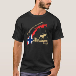 T-shirt Norvège Carte Ange Oie Avec Baguette De Pêche 2021