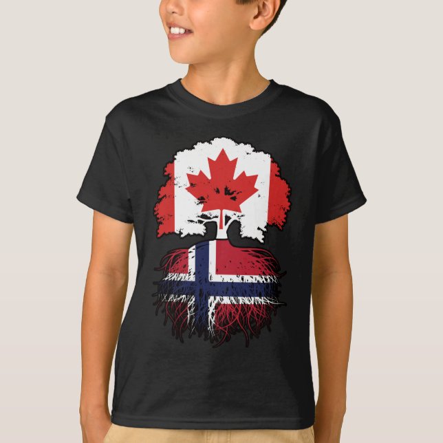 T-shirt Norvège Norvégien Canadien Drapeau des racines de  (Devant)
