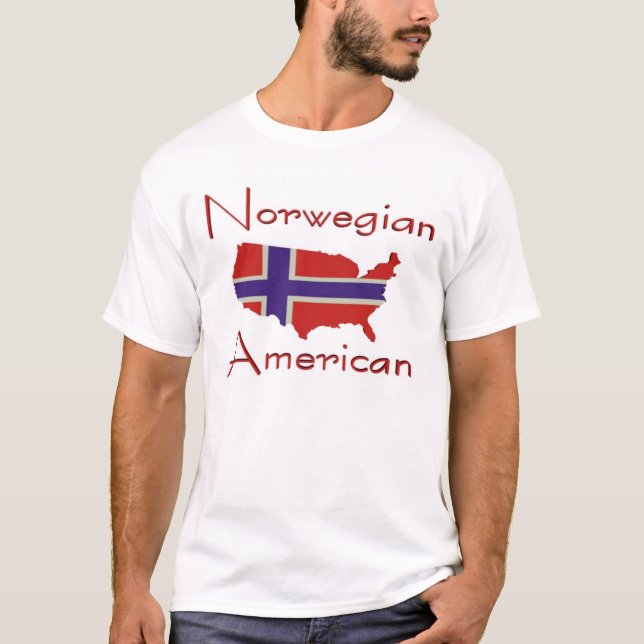 T-shirt norvégien de carte d'American/USA (Devant)