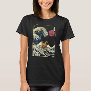 T-shirt Norwich Terrier Japonais Kanagawa Wave Surf Chien