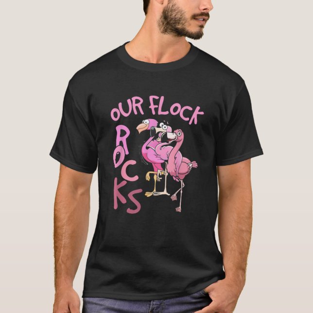 T-shirt Nos Flock Rocks Flamant rose Correspondant Vacance (Devant)
