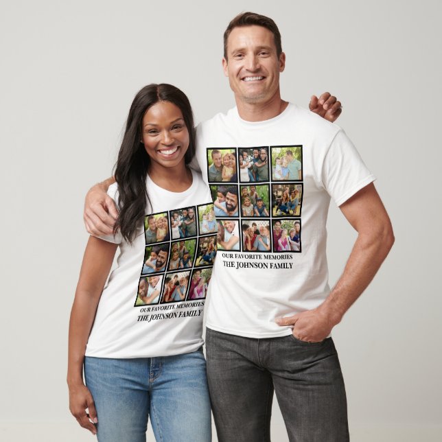 T-shirt Nos Souvenirs préférés Personnalisé Photo de famil (Unisexe)