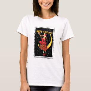 T-shirt Nostalgale Halloween Bonne sorcière et son chat