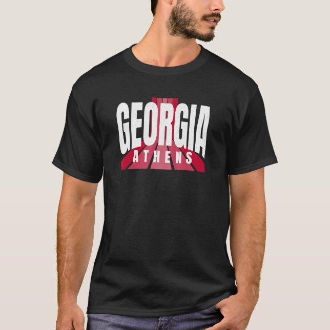 T-shirt Nostalgic Athens GA Red & Black Athens GA Striped  (Devant)