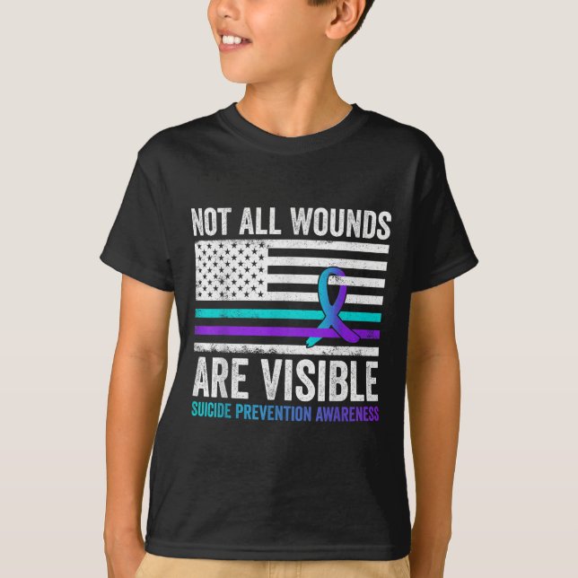 T-shirt Not All Wounds Are Visible American Flag Suicide P (Devant)
