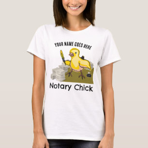 T-shirt Notaire Chick Jaune Plumes Quill Nom Customisé
