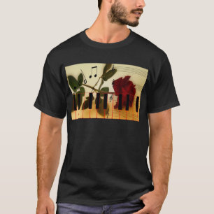 T-shirt Notes de musique Clavier Red Rose Blossom Destiny