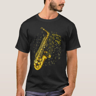 T-shirt Notes musicales du Lecteur saxophone Jazz Saxophon