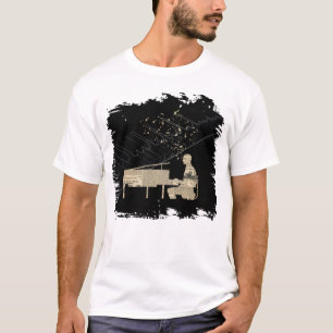 T-shirt Notes musicales du Piano Player du journal vintage