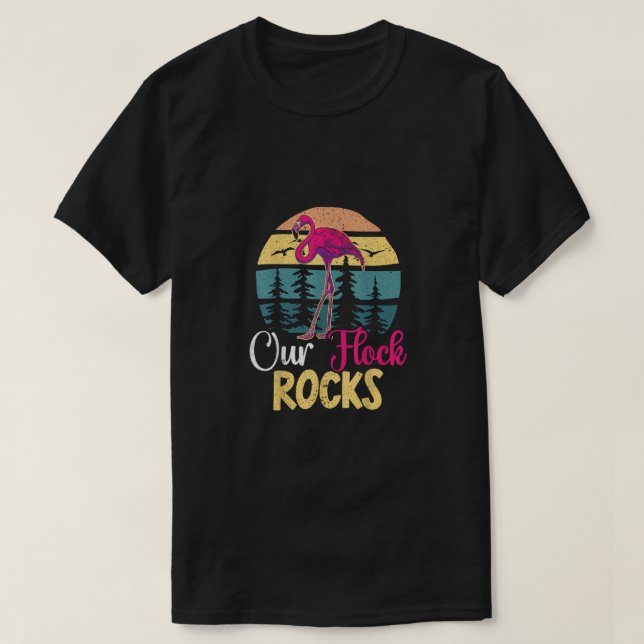 T-shirt Notre Flock Rocks Design pour Flamant rose Matchin (Design devant)