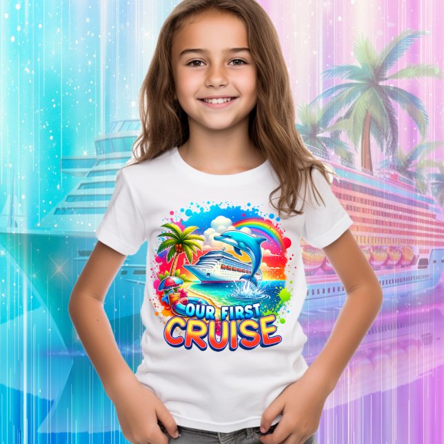 T-shirt Notre premier bateau de croisière Dolphin Rainbow (Créateur téléchargé)