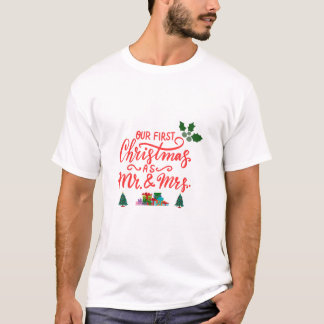 T-shirt Notre premier Noël en tant que famille Mr et Mrs