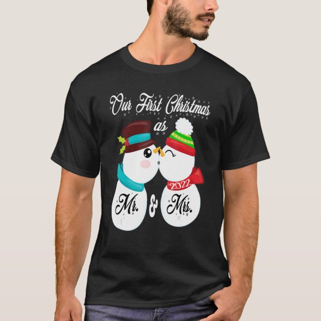 T-shirt Notre premier Noël en tant que M. et Mme Matching  (Devant)