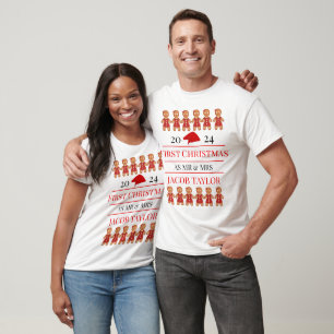 T-shirt Notre premier Noël en tant que M. et Mme Newlywa