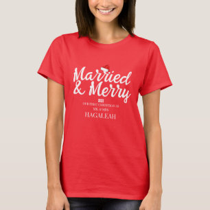 T-shirt Notre premier Noël, M. et Mme Newlyhed Merry