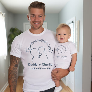 T-shirt Notre première Fête des pères, Père tenant bébé