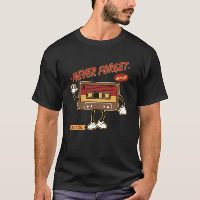 T-shirt N'oubliez jamais disquette VHS Bande de cassette d (Devant)
