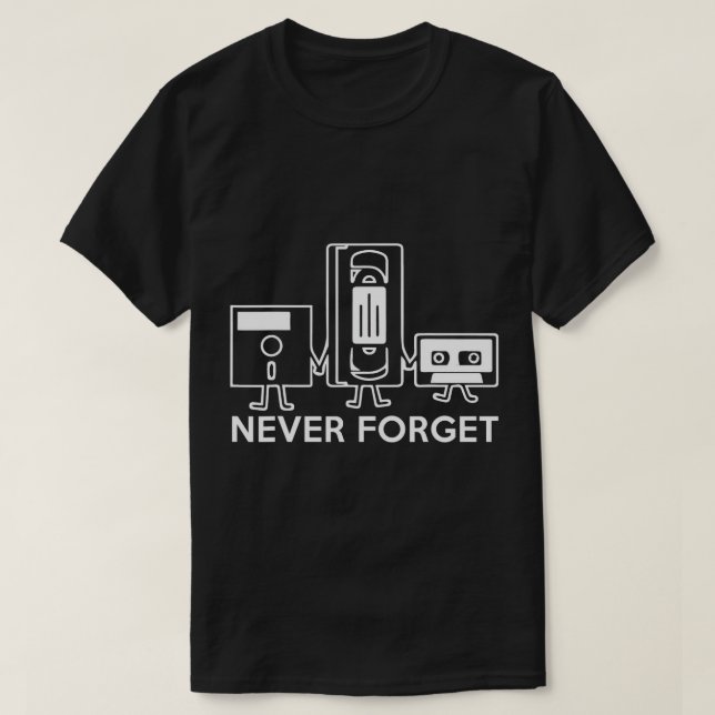 T-shirt N'oubliez jamais - Disquette, VHS, Cassette Tape S (Design devant)