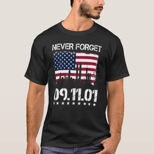T-shirt N'oubliez jamais le 11 septembre 2001 Memorial (Devant)