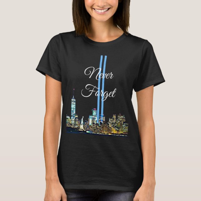 T-shirt N'oubliez jamais le mémorial commercial des tours (Devant)