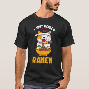 T-shirt nouilles japonaises Chat Kitty I Love Ramen