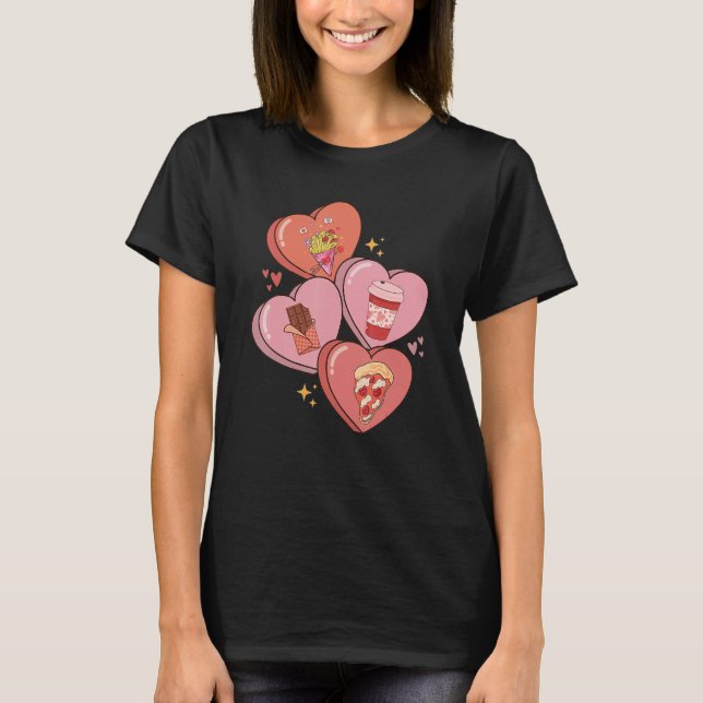 T-shirt Nourriture Avant Les Dudes Coeurs Valentines Jour  (Devant)