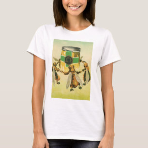 T-shirt Nourriture Vintage, Abeilles Biologiques Dansant P
