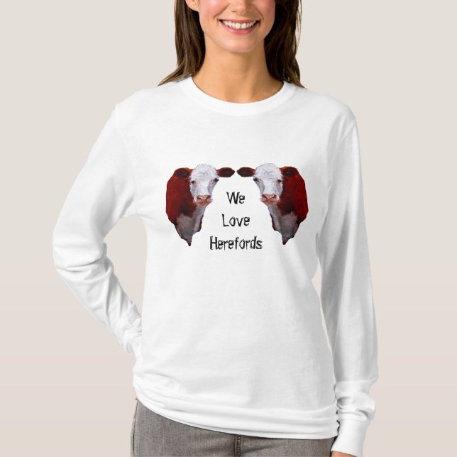 T-shirt Nous aimons Herefords : Deux Herefords en double : (Devant)