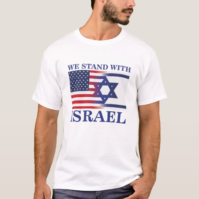 T-shirt Nous, Américains, avec le drapeau d'Israël (Devant)
