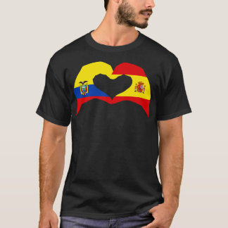 T-shirt Nous Coeur Equateur Espagne Patriot Multinational