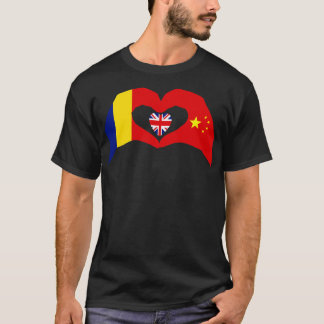T-shirt Nous Coeur Royaume-Uni Chine Roumanie Patriot Mult