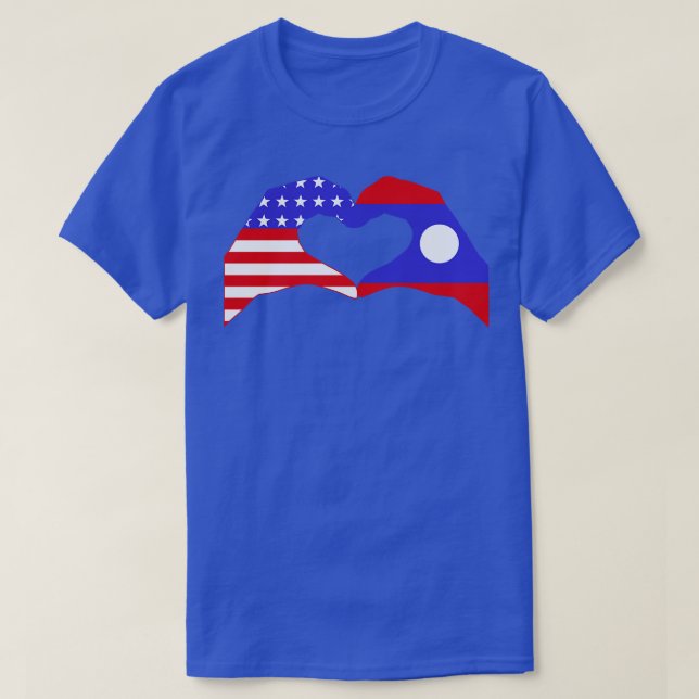 T-shirt Nous Coeurs USA Laos Multinational Patriot Drapeau (Design devant)