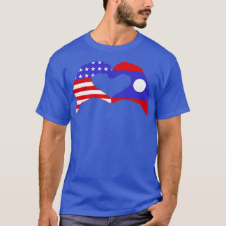 T-shirt Nous Coeurs USA Laos Multinational Patriot Drapeau