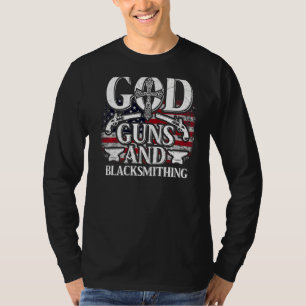 T-shirt Nous Drapeau Dieu Armes Et Blacksmil Anvil América