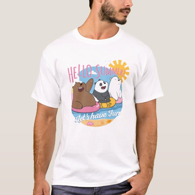 T-shirt Nous Ours Nus - Bonjour été! Amusons-nous (Devant)