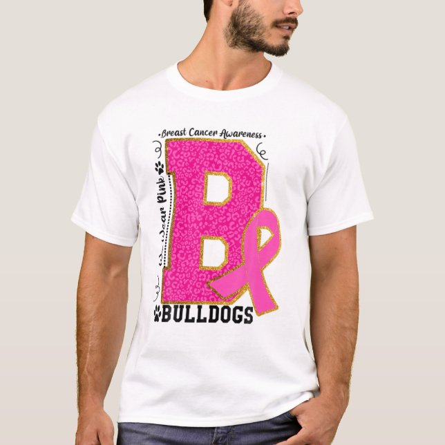 T-shirt Nous Portons Pink Bulldogs Respiration du cancer d (Devant)