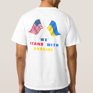 T-shirt Nous Sommes Avec L'Ukraine - Drapeau USA - Drapeau
