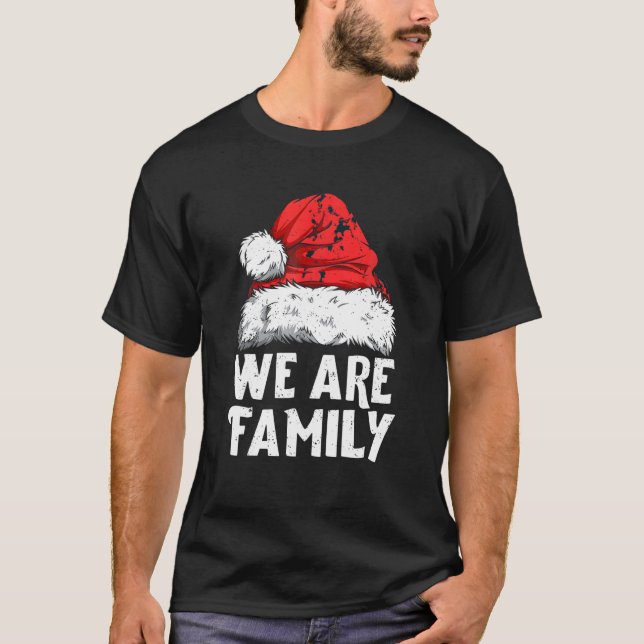 T-shirt Nous sommes famille Noël Correspondant Pyjamas Équ (Devant)