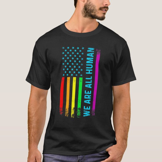 T-shirt Nous Sommes Tous Humains Lgbt Lgbtq Gay pride Rain (Devant)