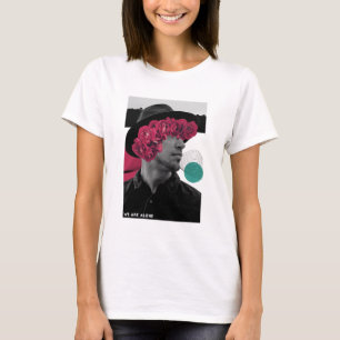 T-shirt Nous sommes un homme seul avec des fleurs collage