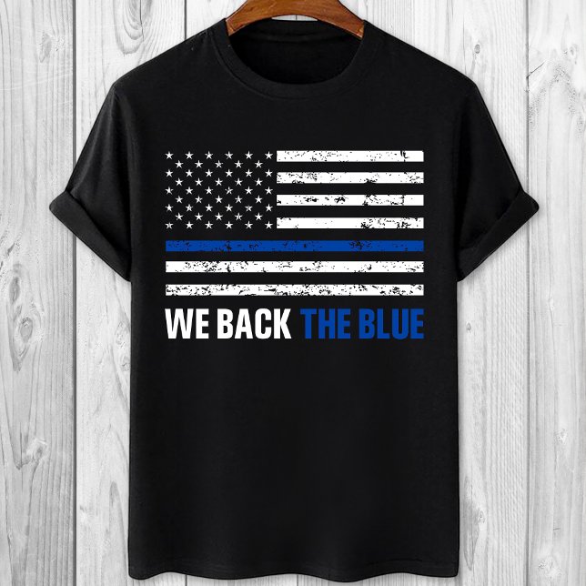 T-shirt Nous soutenons la ligne bleue Bleue mince pro poli (Créateur téléchargé)